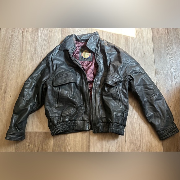 Members Only black Leather Bomber Jacket - Picture 1 of 5
